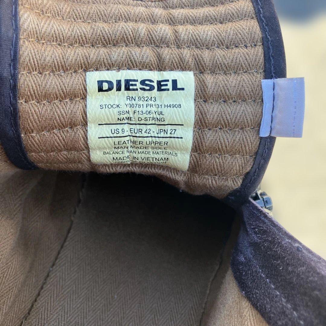 DIESEL 黒 レザー ハイカットスニーカー