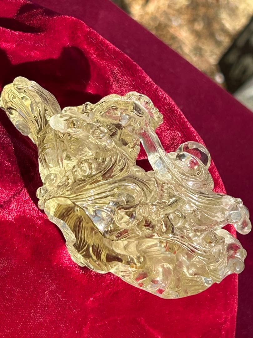 最高品質シトリン龍玉持西に金運パワ透明度が高く龍の一刀彫り‼️大特価SALE中