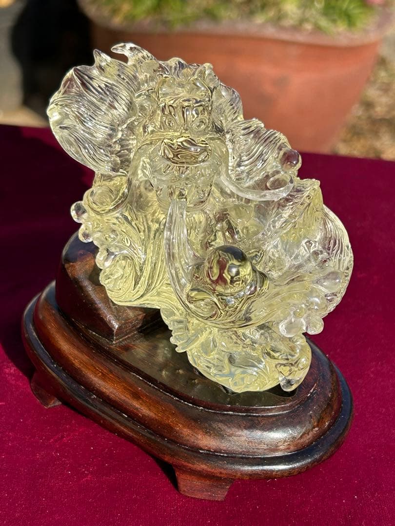 最高品質シトリン龍玉持西に金運パワ透明度が高く龍の一刀彫り‼️大特価SALE中