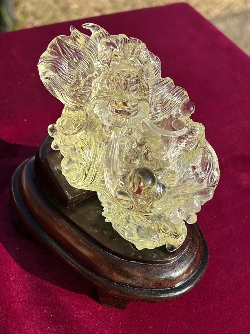 最高品質シトリン龍玉持西に金運パワ透明度が高く龍の一刀彫り‼️大特価SALE中