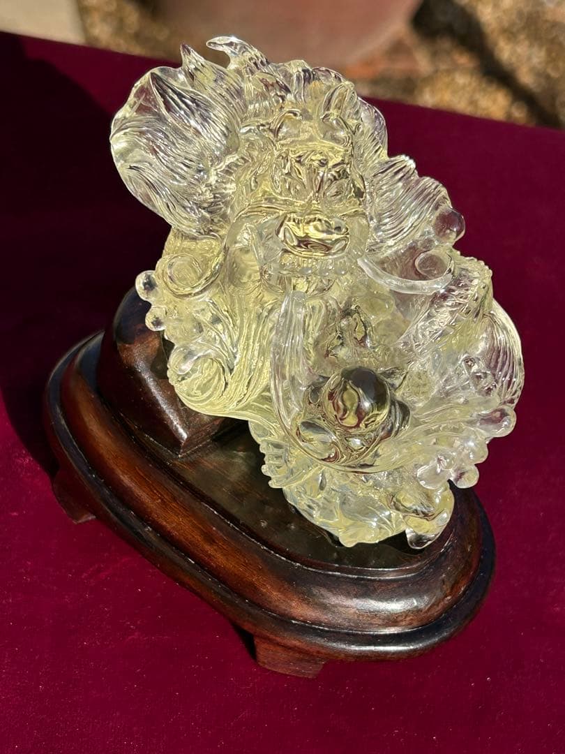 最高品質シトリン龍玉持西に金運パワ透明度が高く龍の一刀彫り‼️大特価SALE中