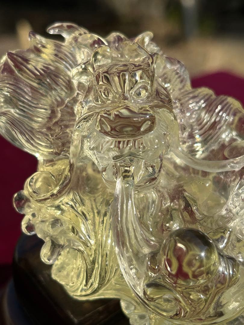 最高品質シトリン龍玉持西に金運パワ透明度が高く龍の一刀彫り‼️大特価SALE中
