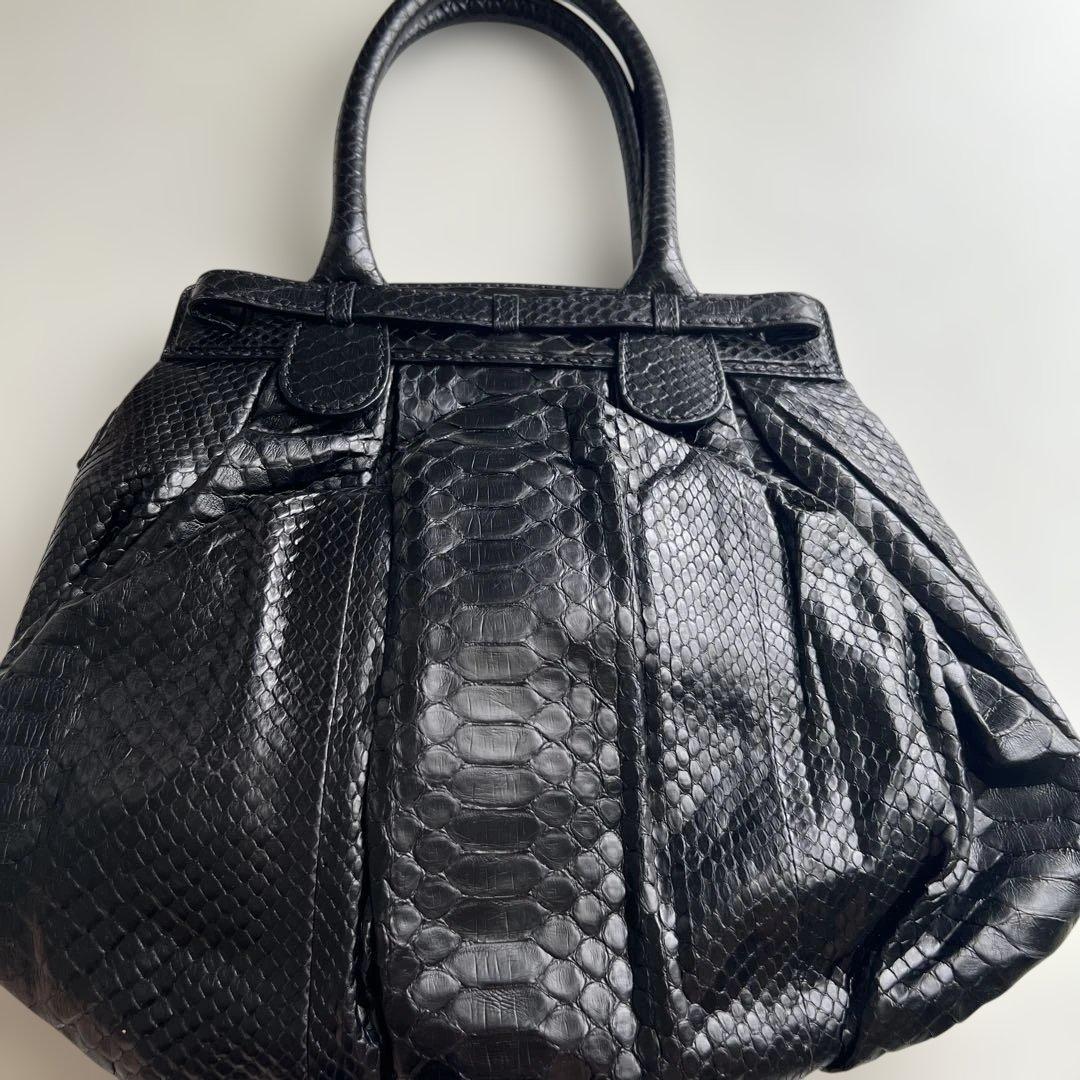 Zagliani ヘビ革 トートバッグ 黒