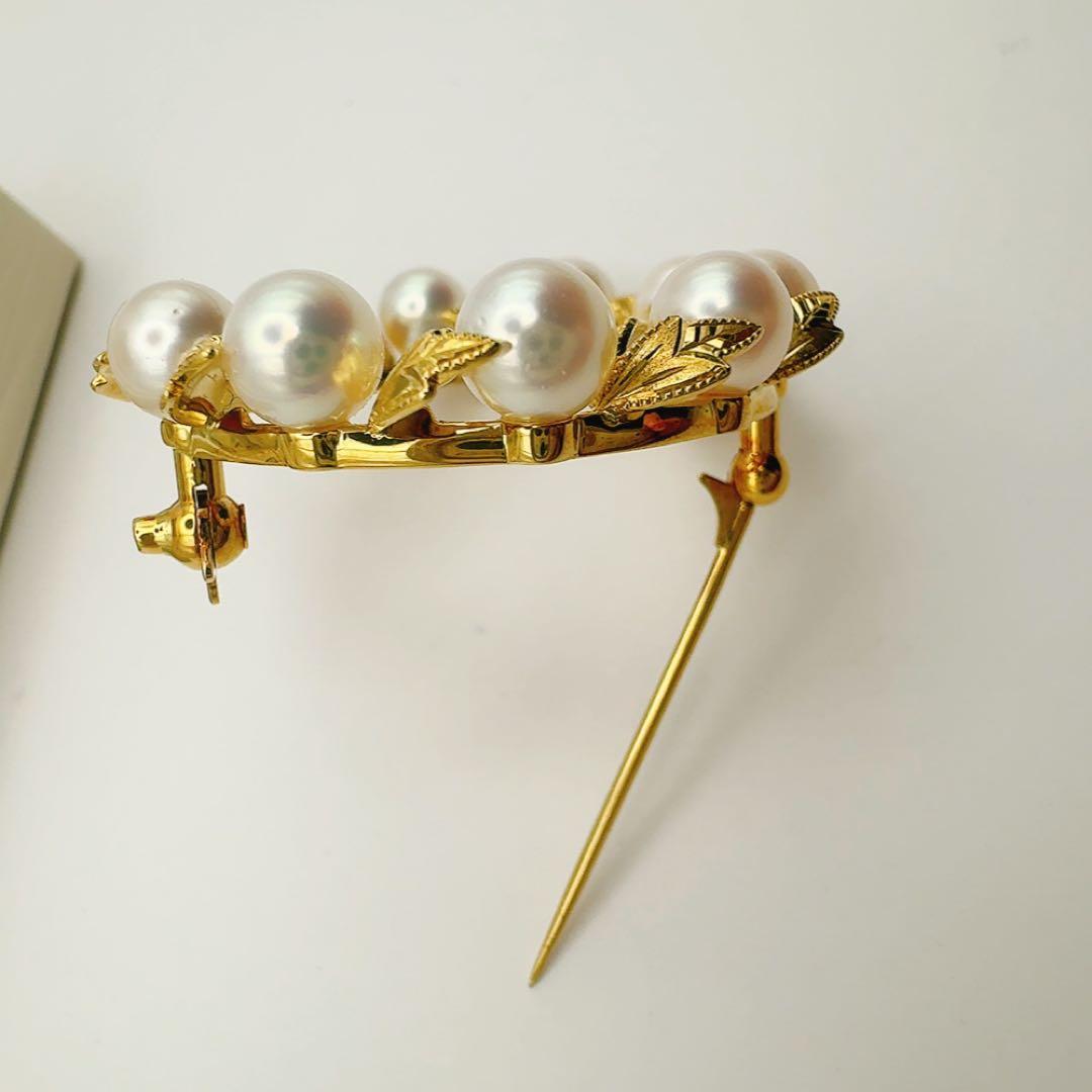 美品　定番　ミキモト　K18 月桂樹　ブローチ　美品