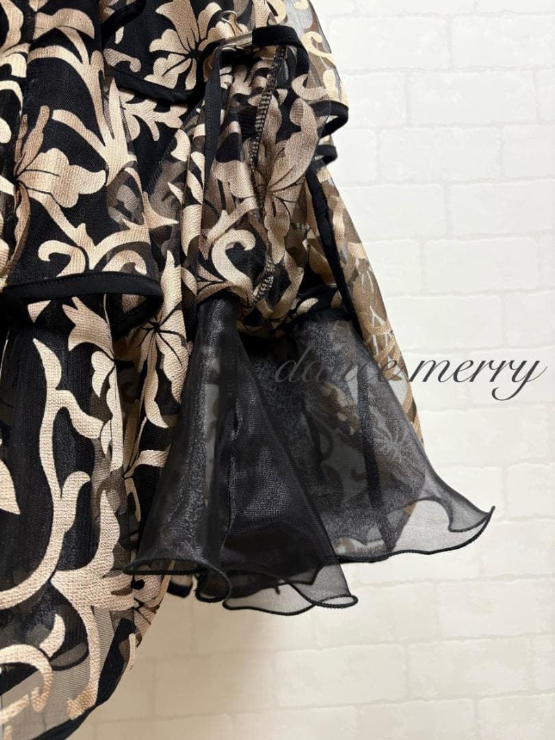 ＊新品　社交ダンス　ツーピース　黒　ベージュ　長袖　バルーン袖　パーティ2412