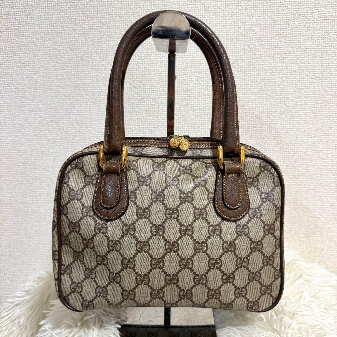 【美品】GUCCI　オールドグッチ　ハンドバッグ　PVC　GG柄　GGスプリーム