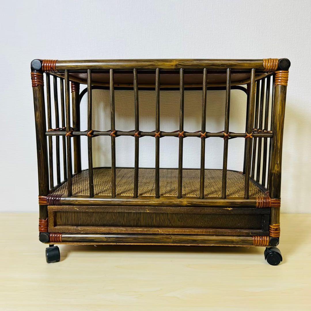 ラタン 籐家具 キャスター付き タイル 引き出し サイドテーブル サイドボード