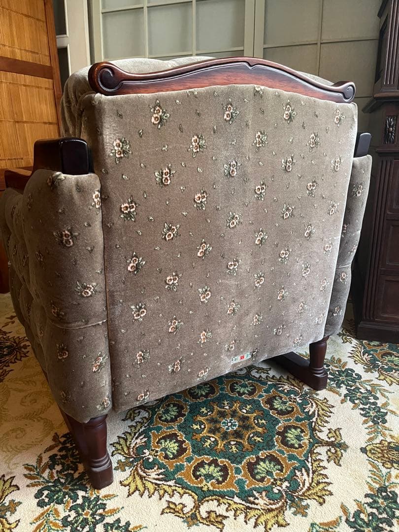 新象 シングルソファ 1P アンティーク 花柄 インテリア