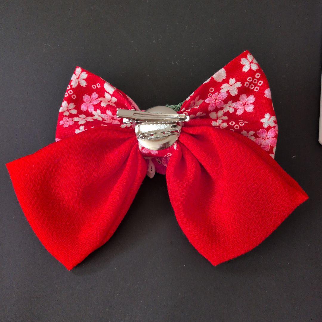 つまみ細工　吊るし雛　髪飾り付き　　お雛様　雛人形　赤系