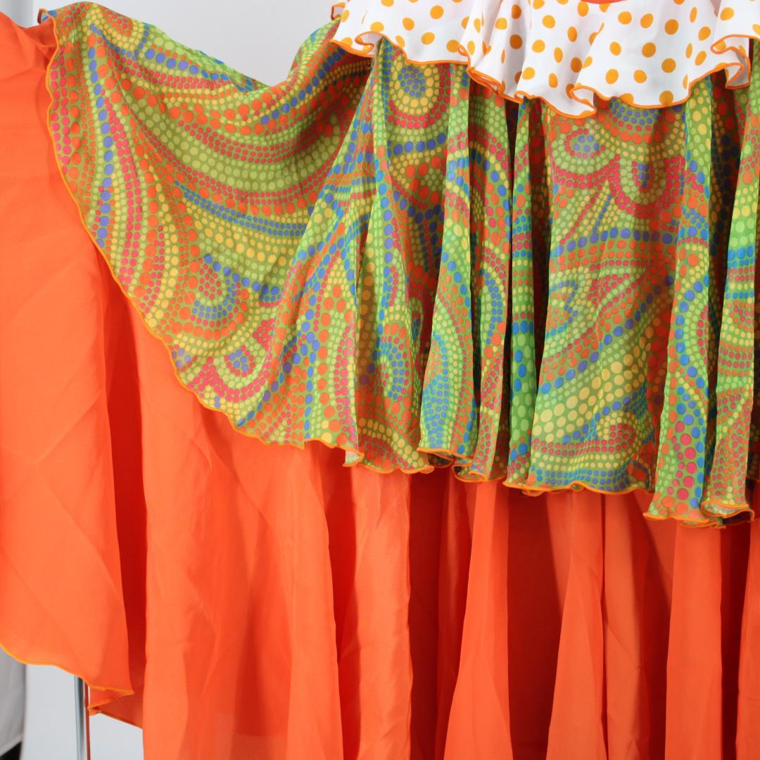 【フラメンコ衣装】オレンジ×豪華ボランテ HERMOSA IBERIA