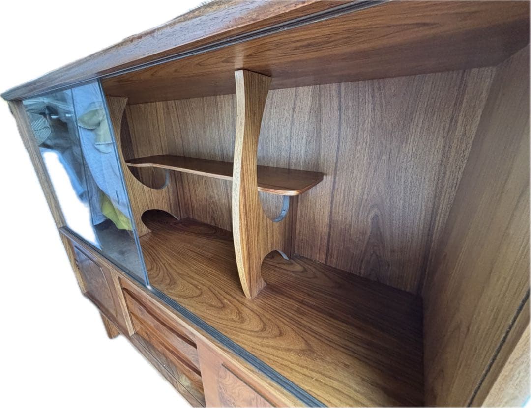 木製ガラス扉キャビネットサイドボード飾り棚ヴィンテージ引き出し付きレア商品