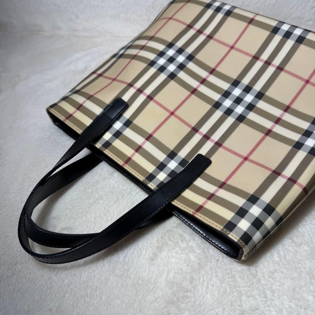 極美品　バーバリーロンドン　トートバッグ　ハンドバッグ　ノバチェック　PVC