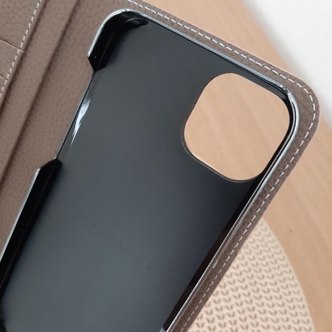 ボナベンチュラiPhone14Plusダイアリーケース　エトープ　シュリンクレザ