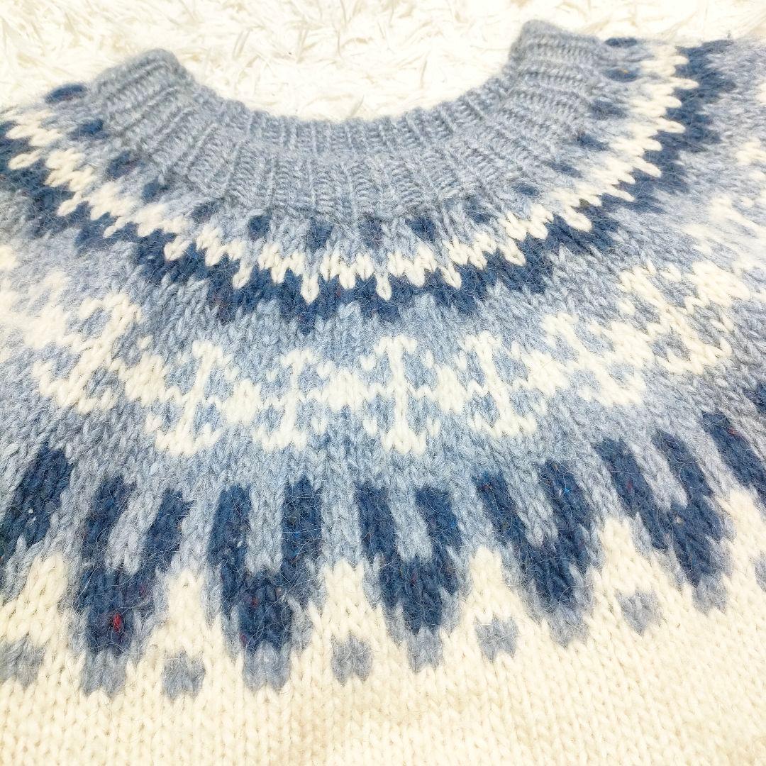 シェットランド　セーター　ノルディック柄　肉厚ピュアウール100%　XL〜XXL