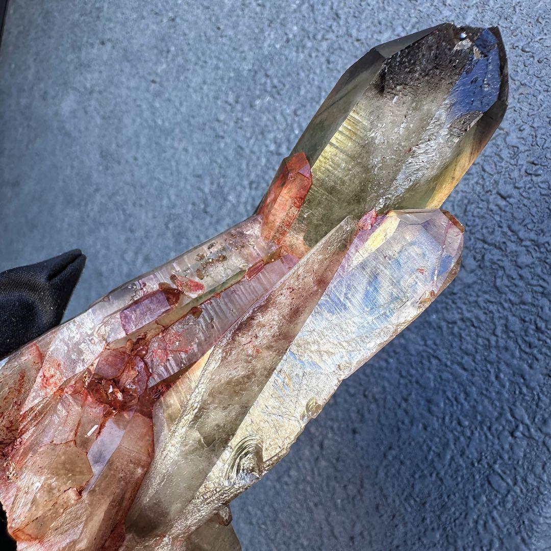 高透明度❗️浄化ファントム☆魔除スモーキーシトリン水晶 クラスター天然石A1453