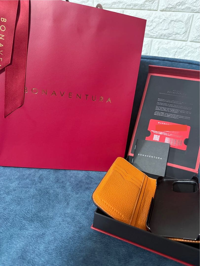 BONAVENTURA iPhone16proケース オレンジ & ネイビー