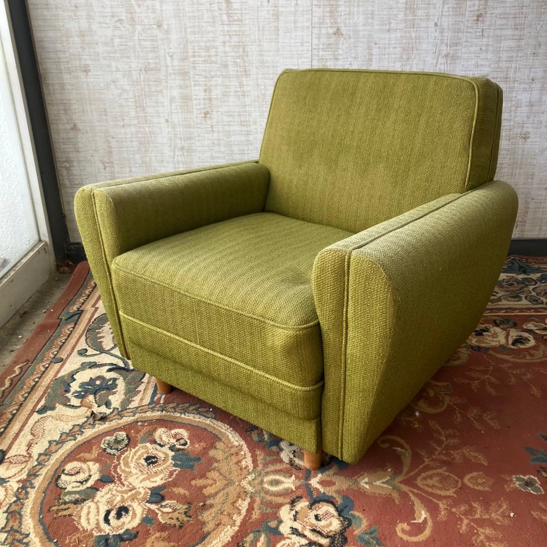 ① 昭和レトロ ミッドセンチュリー 一人掛けソファー ロビーチェア アームチェア