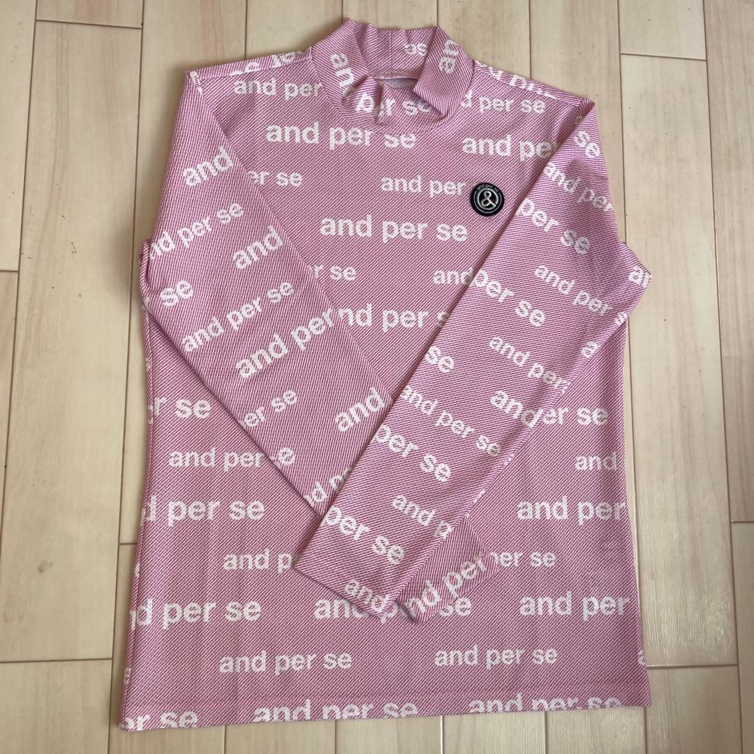 【未使用】and per se アンパスィ 長袖ハイネックシャツ Lサイズ