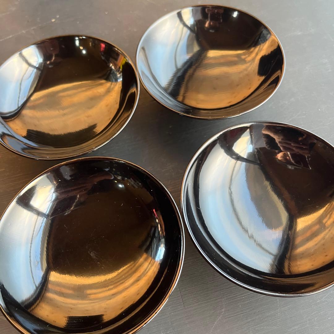 木製漆器 千鳥 金蒔絵 盛金 吸物椀 八客 黒塗 椿 時代