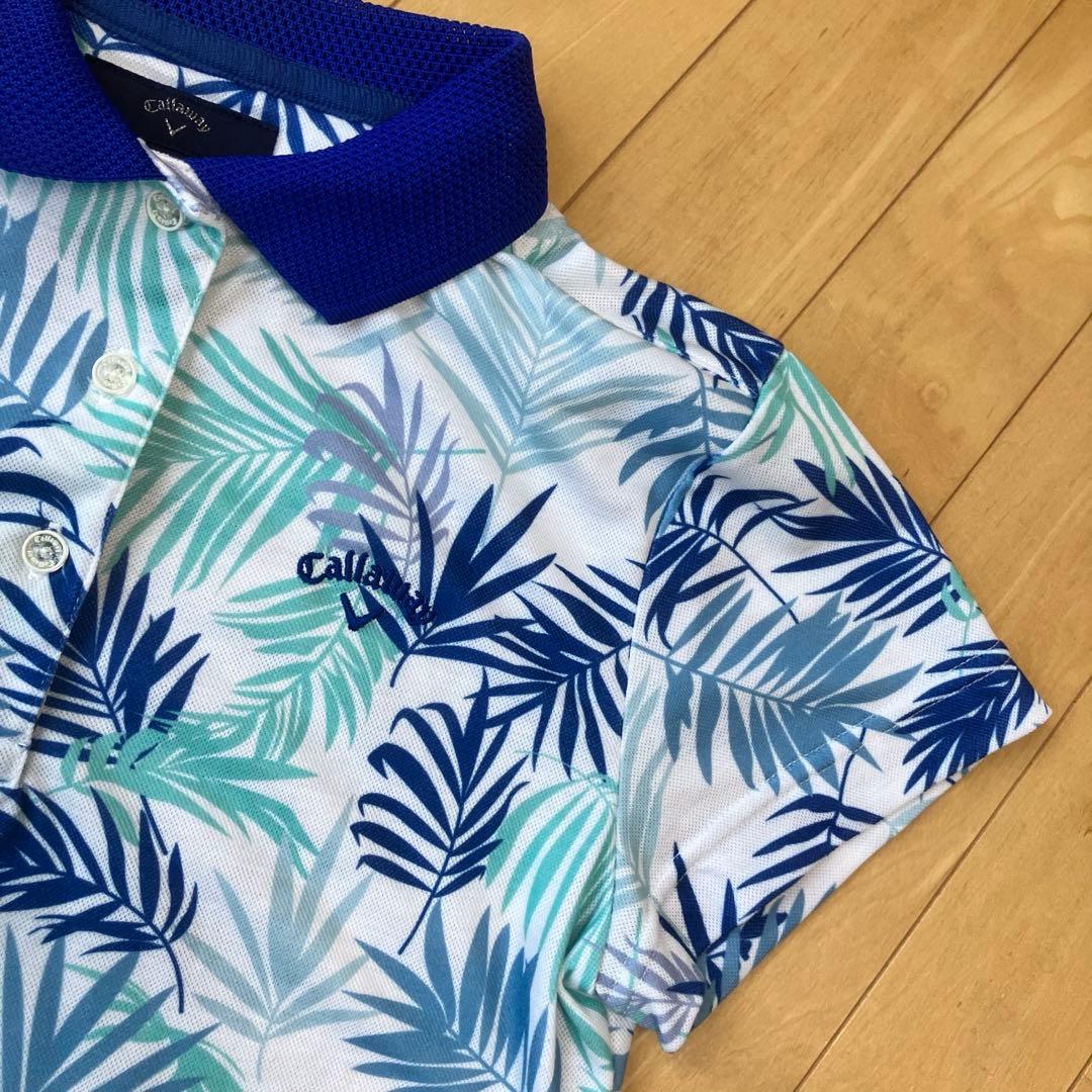 極美品キャロウェイゴルフポロシャツマルチカラーブランドロゴ刺繍リーフ柄葉柄セット