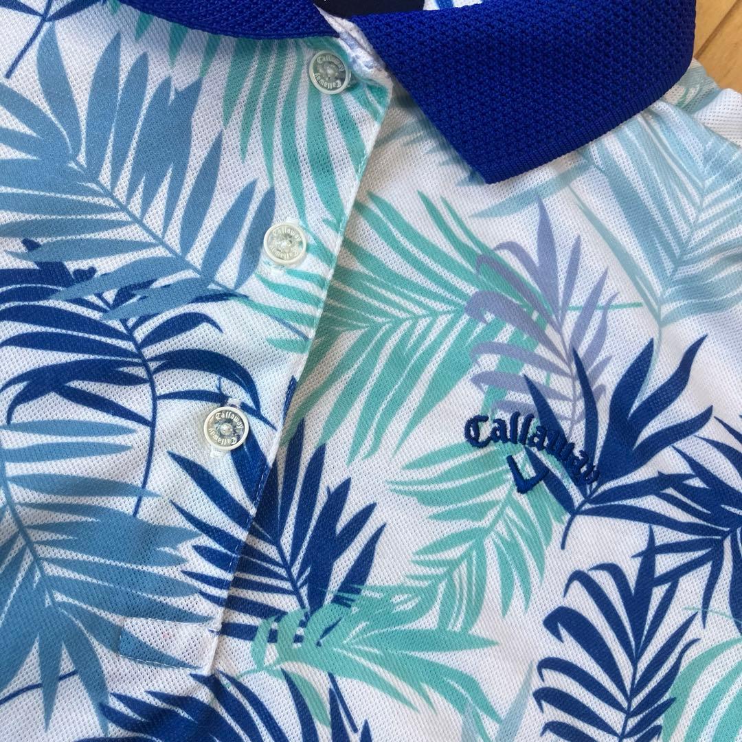 極美品キャロウェイゴルフポロシャツマルチカラーブランドロゴ刺繍リーフ柄葉柄セット