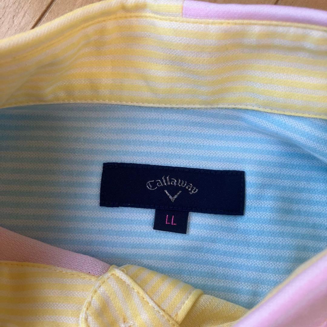極美品キャロウェイゴルフポロシャツマルチカラーブランドロゴ刺繍リーフ柄葉柄セット