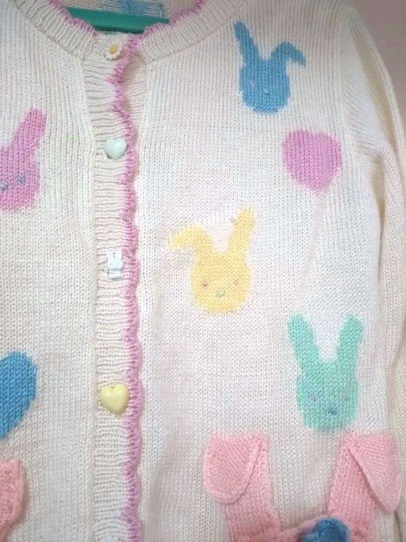 【美品✩】ナイルパーチ♡手編みのウサギ刺繍のニットカーディガンです(^^)♡