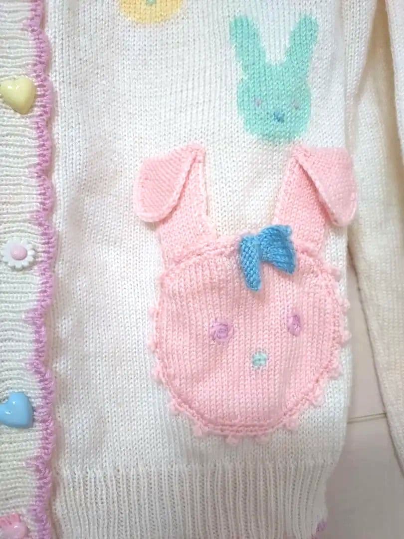 【美品✩】ナイルパーチ♡手編みのウサギ刺繍のニットカーディガンです(^^)♡
