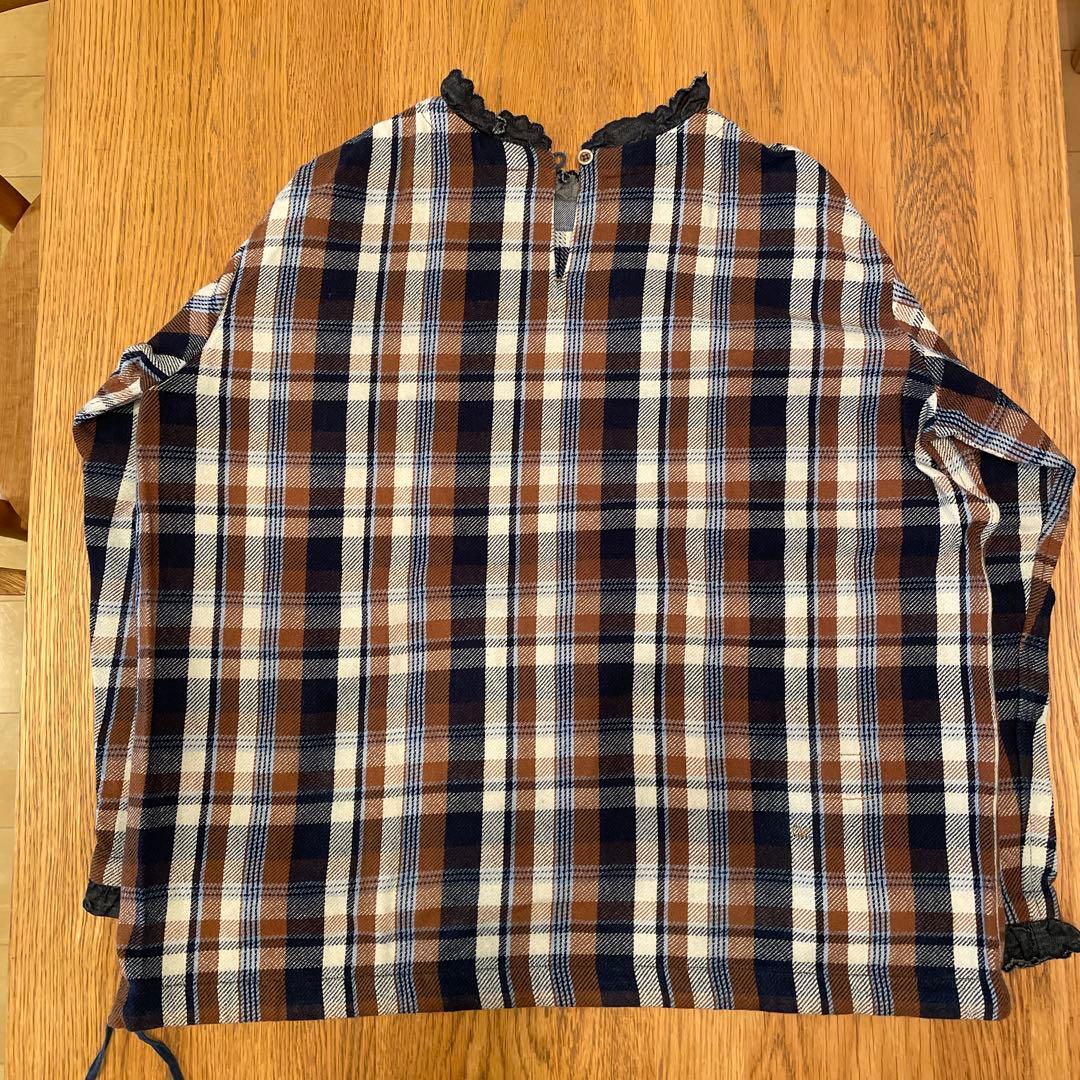 45rpn チェック柄フリル付き長袖シャツ