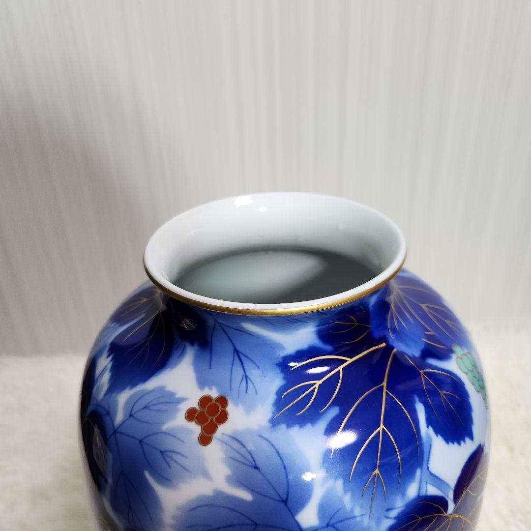 【廃盤！希少！】深川製磁　瑠璃 葡萄　花生 14号 38cm 高級美術品 有田焼