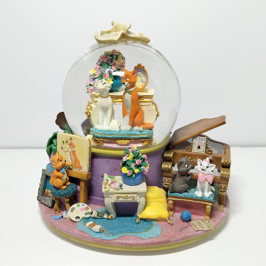 当時物 ディズニー おしゃれキャット スノードーム オルゴール スノーグローブ