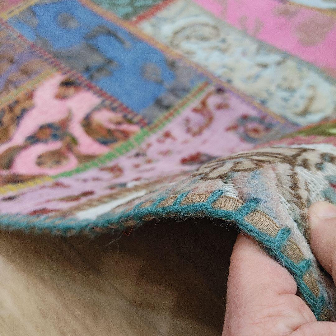 ペルシャ絨毯　手織り　オールド　パッチワーク　z173 497x80 cm