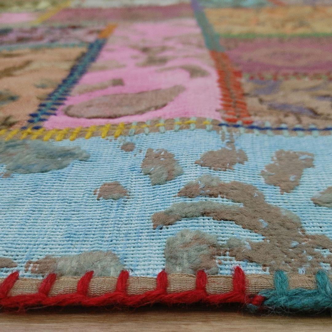 ペルシャ絨毯　手織り　オールド　パッチワーク　z173 497x80 cm