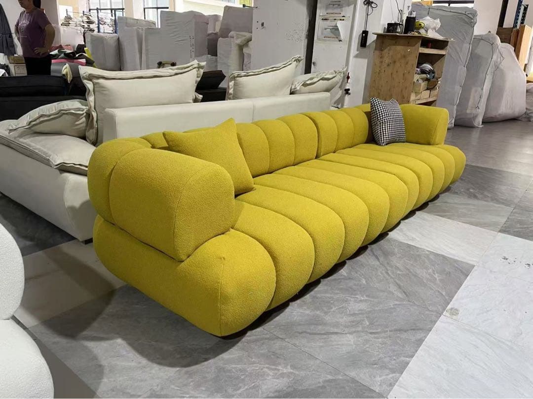 モダン ホワイトファブリックソファ 3人掛け