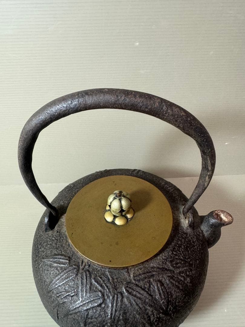 2855 茶道具　龍文堂　竹文　鉄瓶