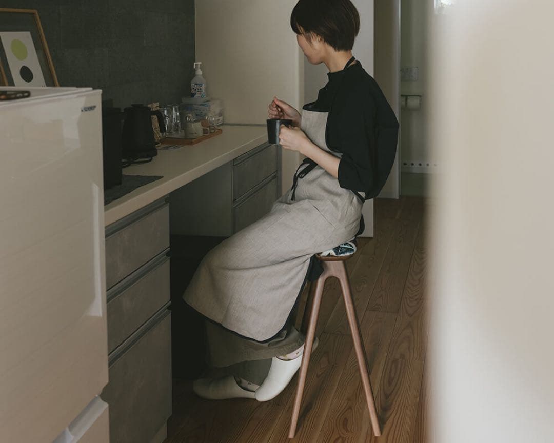 キッチンスツールBR H530＋ミナ ペルホネン　タンバリン　グレー