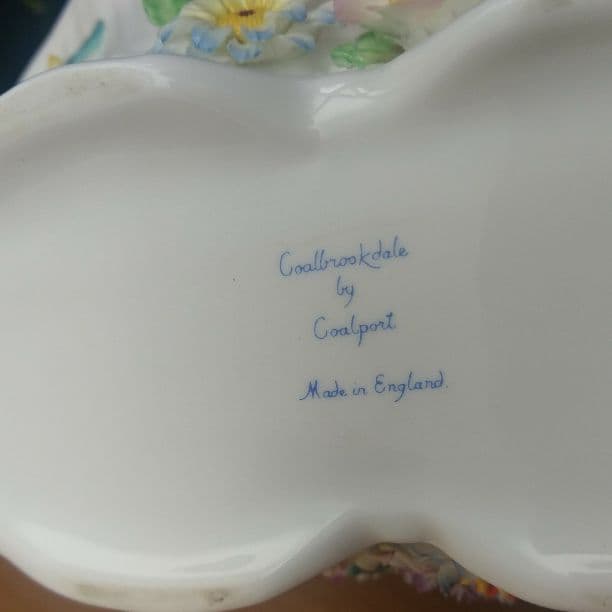 【coalport コールポート】バスケット　花のアップリケ✾優しい色合い