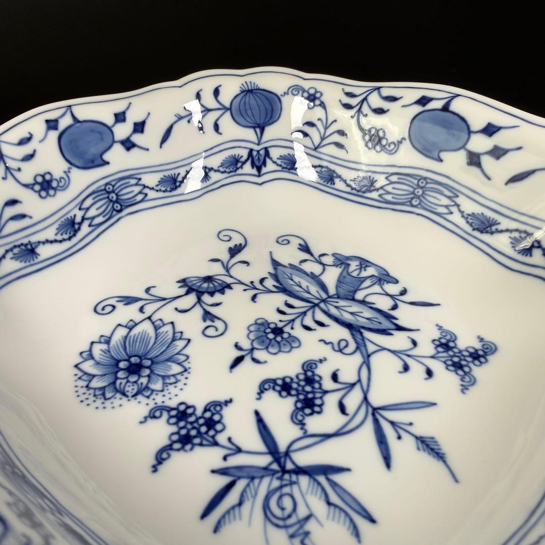 新品 マイセン ブルーオニオン スクエアボウル深皿(23cm)1枚、1級品