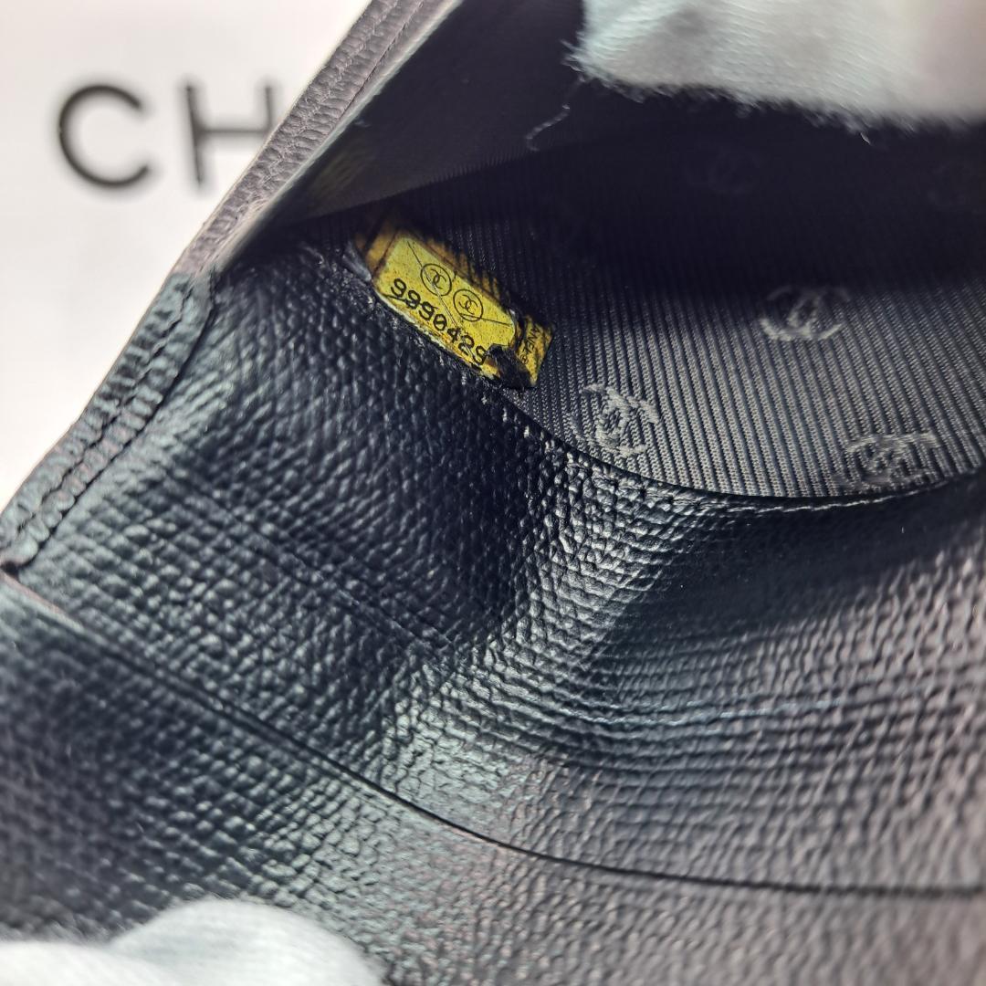 CHANEL　ココボタン　ブラック　カードケース　名刺入れ　二つ折り