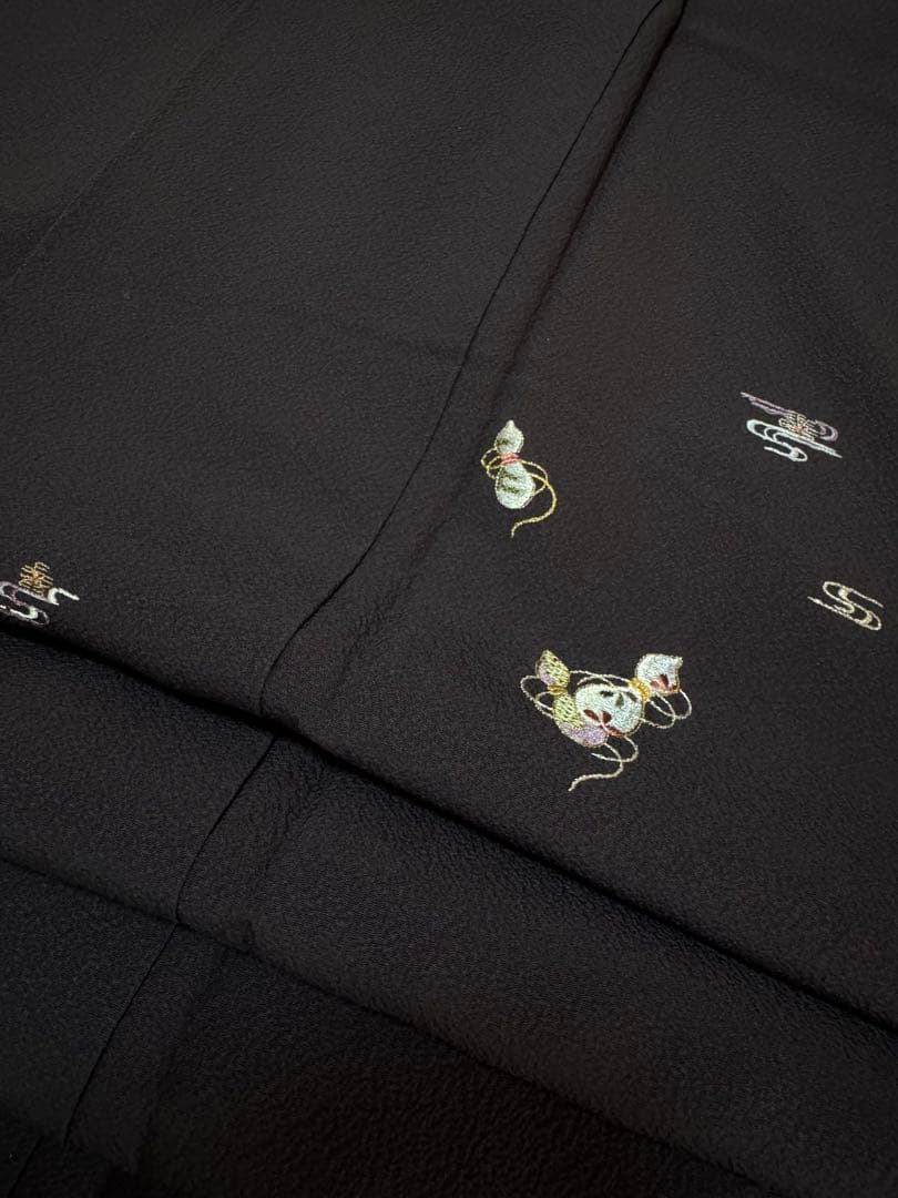 【銘品新品】京都老舗銘店「ゑり善」深紫色 日本刺繍手刺繍「瓢箪 観世水文様」