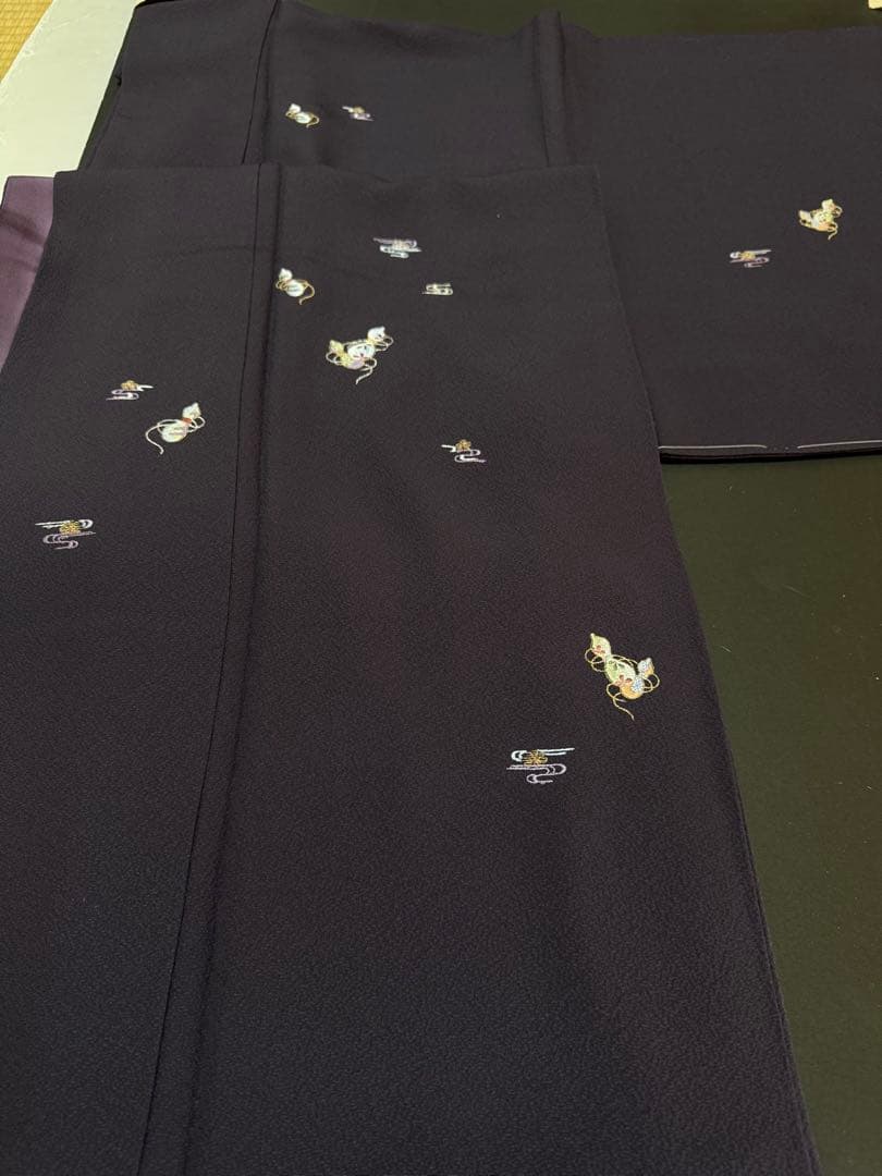 【銘品新品】京都老舗銘店「ゑり善」深紫色 日本刺繍手刺繍「瓢箪 観世水文様」