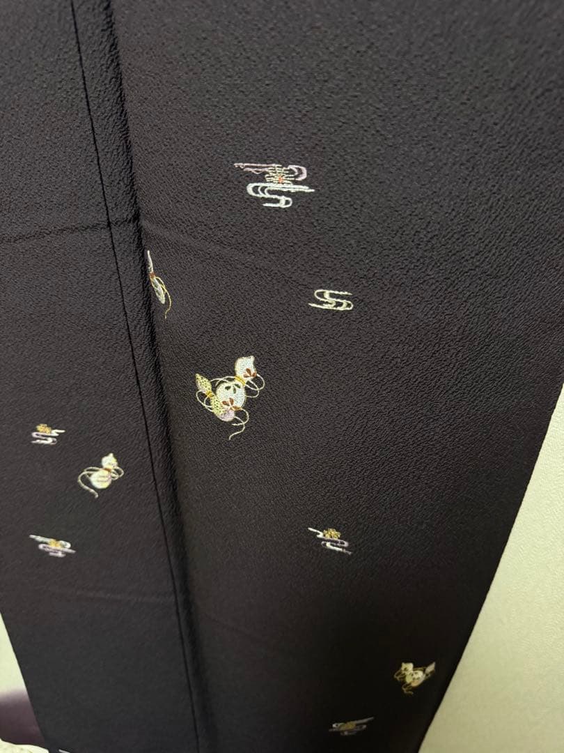 【銘品新品】京都老舗銘店「ゑり善」深紫色 日本刺繍手刺繍「瓢箪 観世水文様」