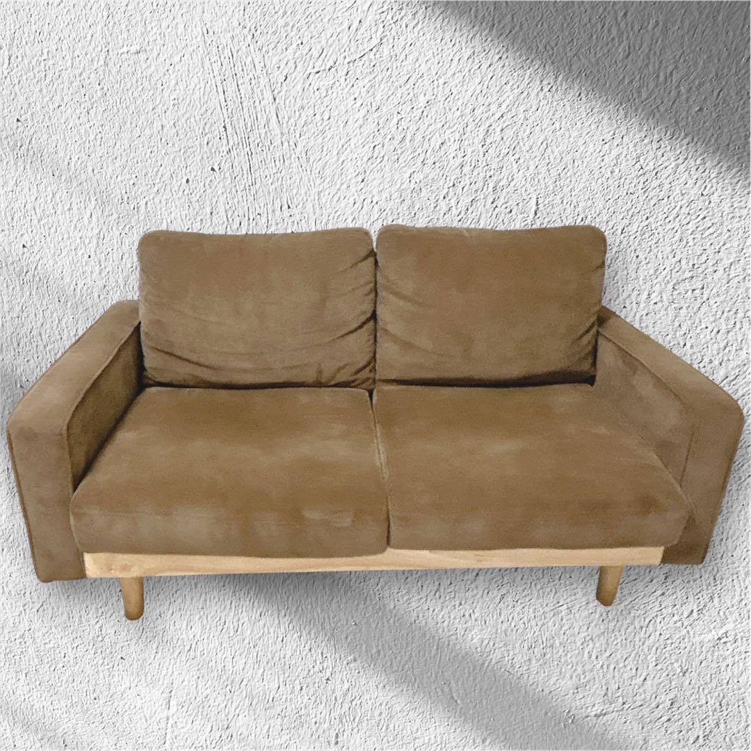 MOSS コーデュロイ　ブラウンファブリック2人掛けソファ　モス　ソファー