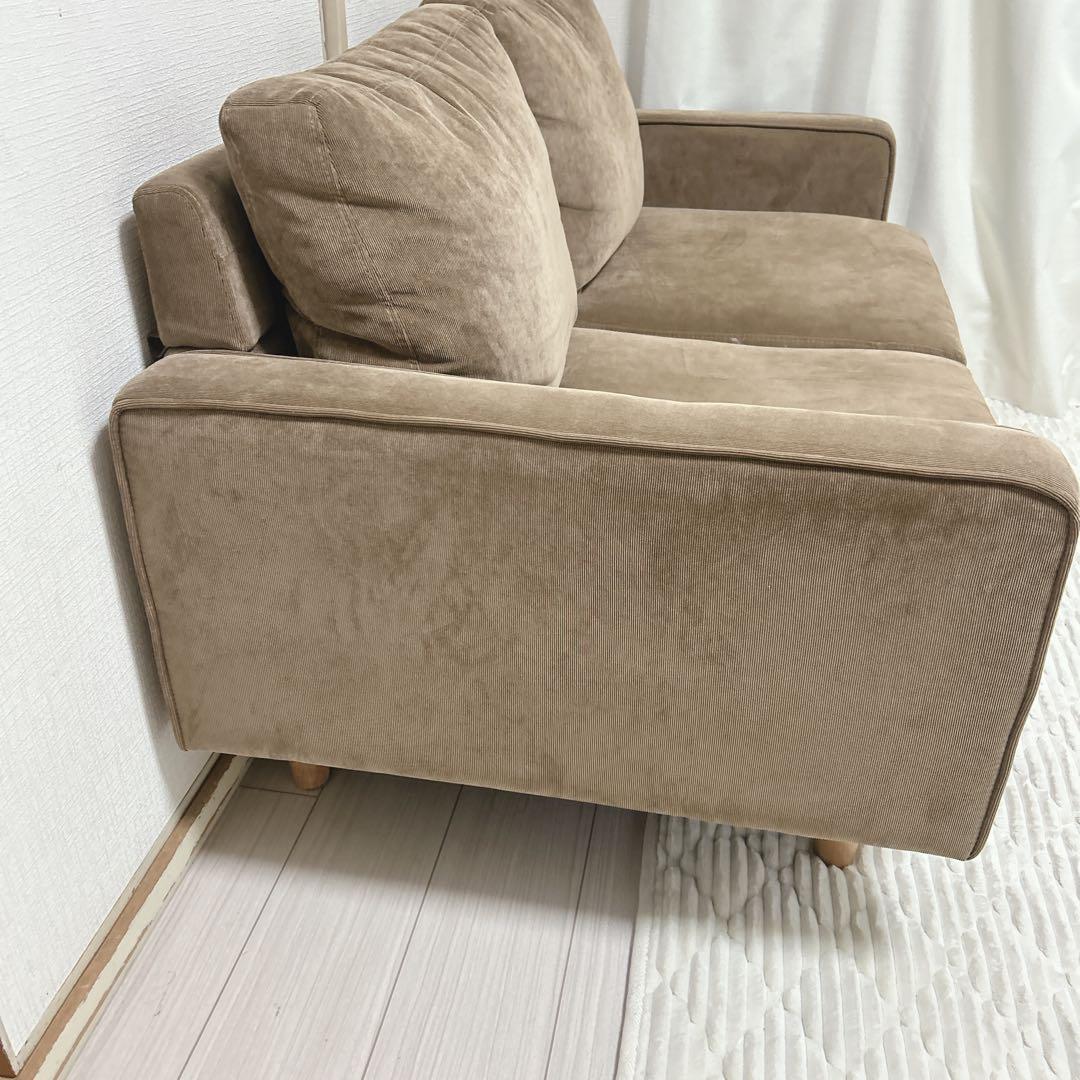 MOSS コーデュロイ　ブラウンファブリック2人掛けソファ　モス　ソファー
