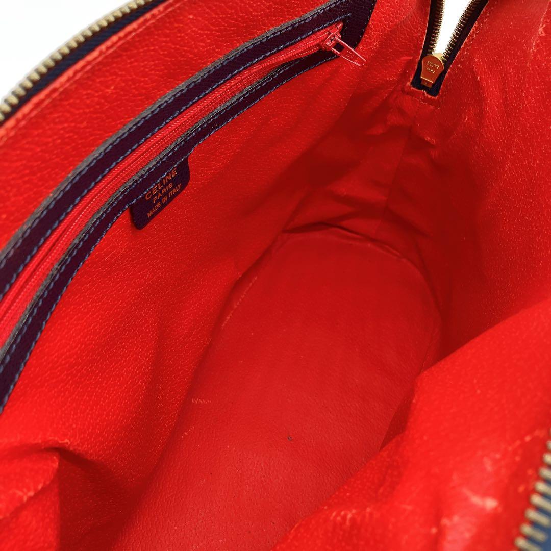 【CELINE】2wayバッグ　レザー　ネイビー　ゴールド金具　自立.