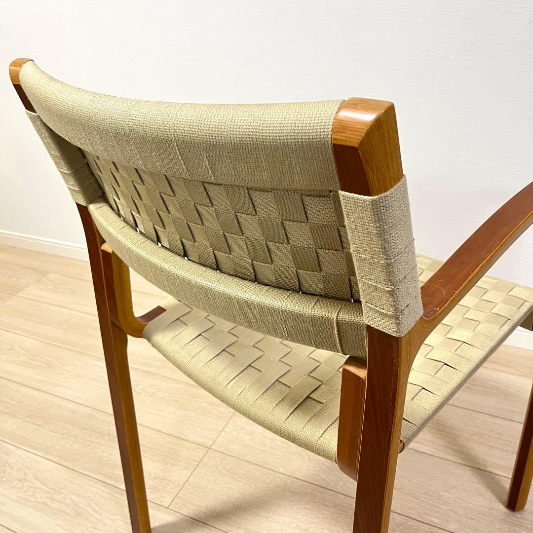 (つ72)WISE WISE アームチェア 編み座面 ナチュラル
