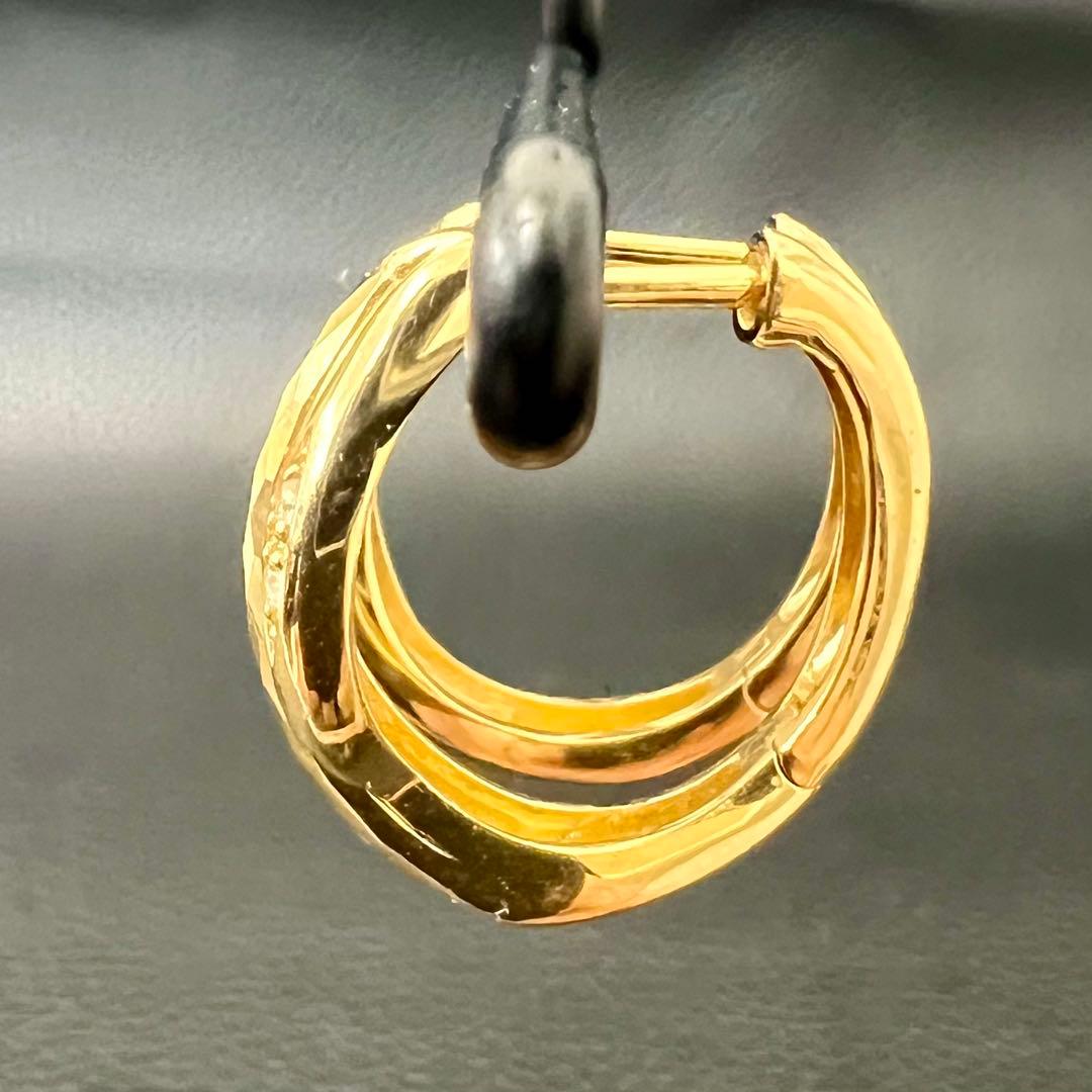 (B051202) K18ピアス ダイヤ 中折れピアス 18金 YG