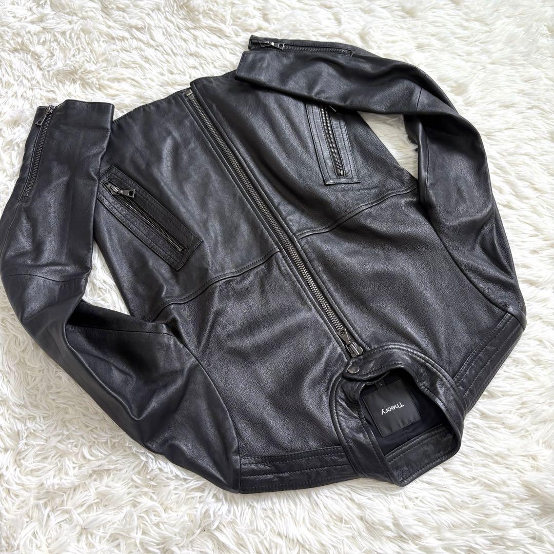 【極美品】Theory セオリー　ラムレザー　シングル　ライダースジャケット