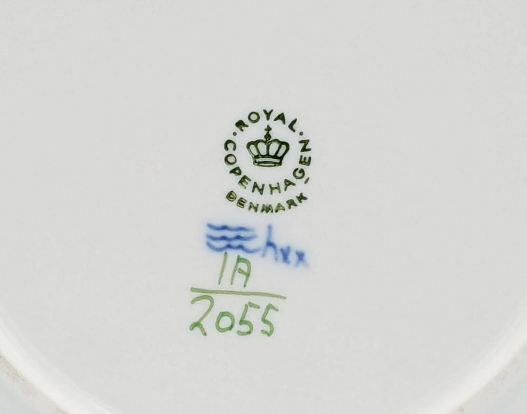 状態極良 ロイヤルコペンハーゲン グリーンフルーテッド ホテル仕様プレート 3客