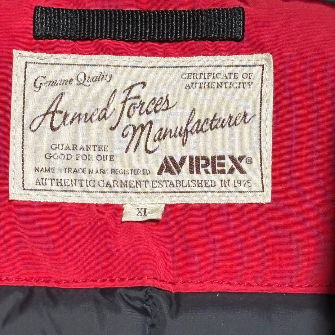 AVIREX XL 肉厚 ダウンジャケット レッド ロゴ付き メンズ